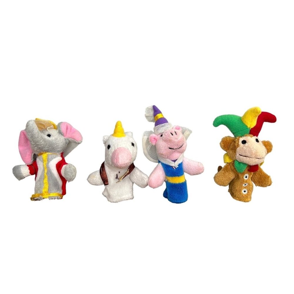 Vtg Royal Finger Puppets Set of 4 Restoration Hardware 2008 Pig Jester Unicorn